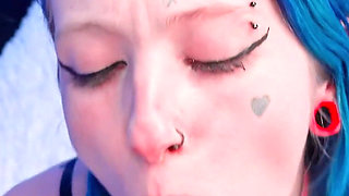 Coyemoo, the German Blue Haired & Split-tongued Alt-model, Gets a Rough Fuck in POV