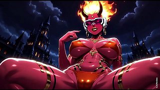 Fire element demon sexy pose Ai animation