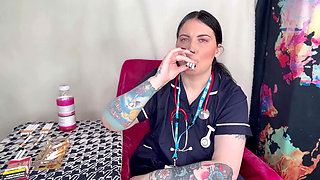 Nurse Ffw Smokes Multiple Cigarettes at Same Time