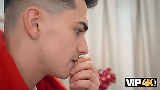 Vip4k. russian bitchy dark haired is having Double Penetration fun in front of her husband