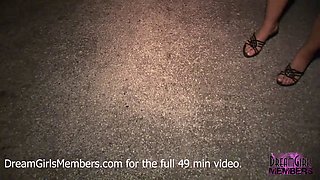 Leah livingston jerks for an audience at a sex store