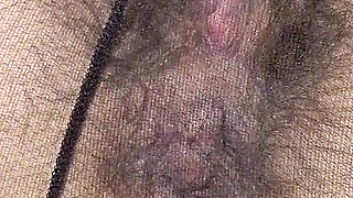 Open Wet Bush and Hairy Ass in Pantyhose (close-up) Facesitting POV