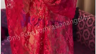 Horny Asian Hotwife Getting Ready To Put On A Show For The Guys In A Hotel Room