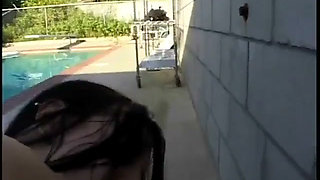 Brunette slut never gets embarrassed to suck a cock in the middle of the road