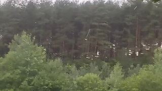 Teen Shows Tits and Asshole During a Storm in the Forest