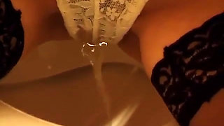 Toilet Pissing Through Lace