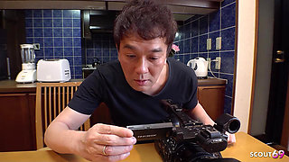 Japanese Step Daughter caught making Sex-Tape and seduce to Uncensored JAV Creamie Fuck by old Guy