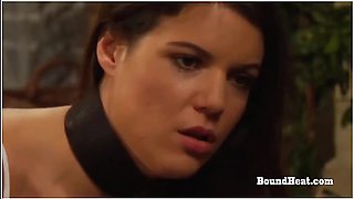 Lesbian mistress whips and kisses while masturbating