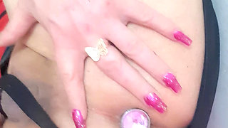 Pretty sissy pluged her pussyasshole with crystal plug