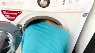 Stuck in the Washing Machine - Fucked in the Cunt Doggystyle Until I Could Get Out