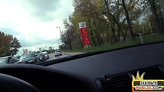 Public European babe pussyfucked outdoor by her sex date