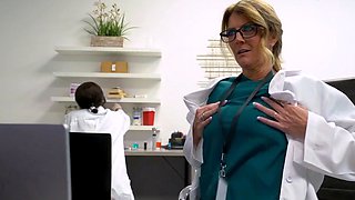 Sexy Big Tit MILF Nurse Masturbates At Office