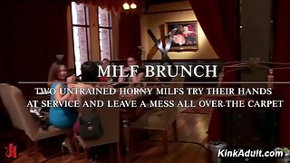 Two MILFs Anal Brunch Threesome Fuck