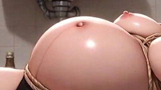 Pregnant Woman Smoking in Filthy Bathroom Bondage - Wet Pussy Desperation