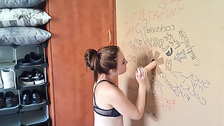 Tattooed Girl Glory Hole Dildo Fucking and Sucking