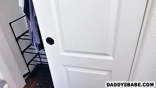 Step grandpa pounds step daughter while smartphone calling step mom