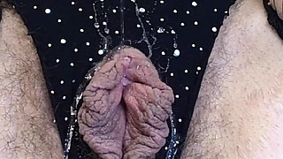 Thick Babe in Fishnets Pounds Her Hairy Pussy Hard with Dildos - Close up Dripping Orgasm