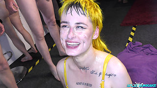 Debut Bukkake Facials for Lana Banana