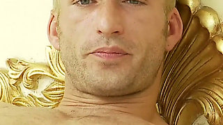 Blonde Nurse in Red Lingerie Sucks and Rides a Tattooed Stud on White Satin