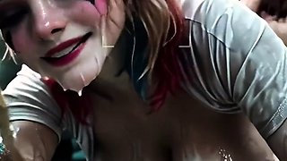 Harley Quinn Bathing in Sperm after Creamy Loads (AI)