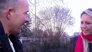 German blonde housewife approached on the street for sex