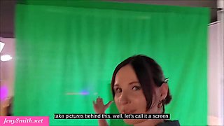 Jeny Smiths Big Butt Tease Tricks Stranger for Steamy Backstage Flirt Session
