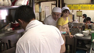 Hot Ramen Scene-2_threesome with a Hairy Japanese Girl in the Street Ramen Shop