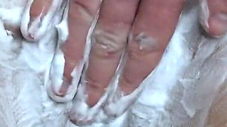 Shaving a Hairy Pussy with Shaving Foam! Close-up!