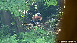 Czech experiment 12: guy cums on a horny adult student in the street