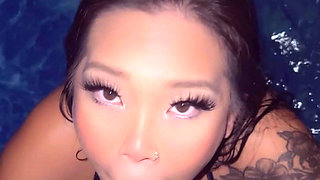 Asian Babe Gets Fucked in Pool Blowjob and Doggystyle