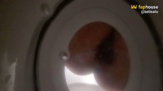 Bathroom-slave Toilet Peeking on Bellealiz Peeing and Farting