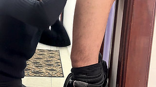 Coworkers hook up and have sex in the company hallway.