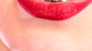 JOI video. FemDom POV. Saliva and humiliatrix: you suck strap-on (by Arya Grander)