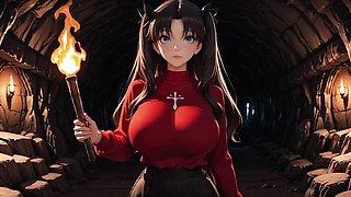 Rin Tohsaka Big Tits 3D Hentai - AI Animated Blowjob & Deep Throat in Pleasure Castle