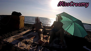 French Teacher Risky Public Masturbation Caught on Crowded Beach Helps Squirt Extreme Cumshot MissCreamy