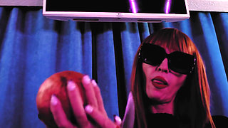 Leather mistress Eva Latex hot food fetish kink BDSM boots MilF mature solo kink dominatrix bathroom