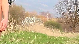 Cute Babe Perfect Ass on the Countryside Masturbates