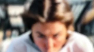 Brunette rooftop blowjob, city pussy ride, bedroom footjob