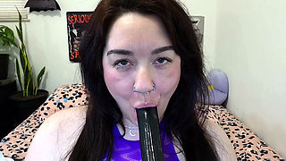 MILF Playing With Fat Hairy Pussy - Orgasms & Sucks Cum Off Vibrator