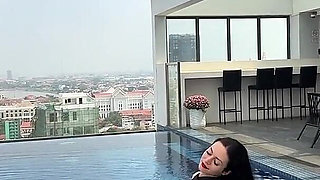 Mini Dress, Bare Legs, Roof Top Pool