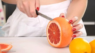 PASSIONHD Sexy Babe Octavia Serves Her Man Pussy For Breakfast In Bed