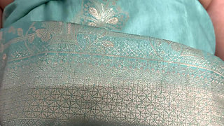 Indian wife fucked in hot blue banarsi saree and chudai