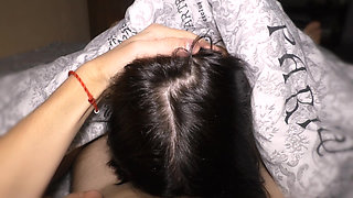 Real amateur wife gives him a sucking before bed - POV blowjob