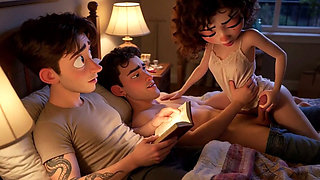My Cuckold Loves Reading at Night and Neglects to Give Me Any. so My Boyfriend Comes Over to Sleep with Me (ai Generated)