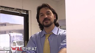 She will cheat - Sabrina Cyns risks it all, cheating on her spouse with the fresh guy in the office