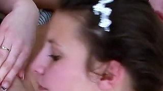 Two sexy skinny lesbians step sisters masturbate secretly in their room