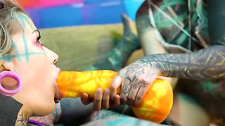 Tattooed Sluts Rear Entry Two Girls One Hard Dick