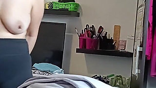 Sexy Brunette Doing Naked Chores Around the House.