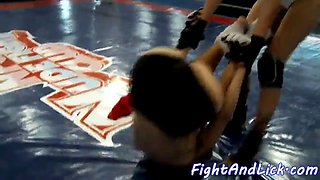 Petite wrestling babe licking euro dyke