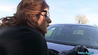 Public agent - bankrupt style student flashes Huge Tits then outdoor pound